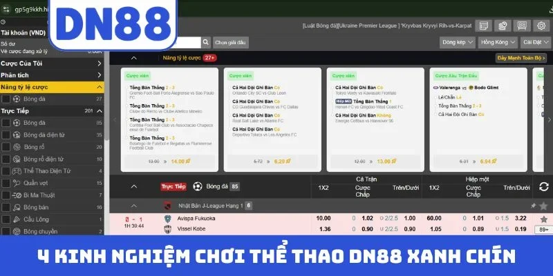 4 kinh nghiệm chơi thể thao DN88 xanh chín